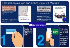 Tem chống giả trên sơn Dulux và cú pháp nhắn tin kiểm tra hàng chính hãng