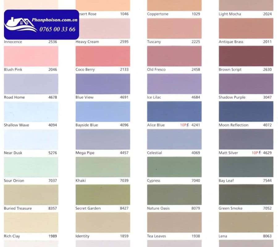 Bảng màu sơn jotun ngoài trời